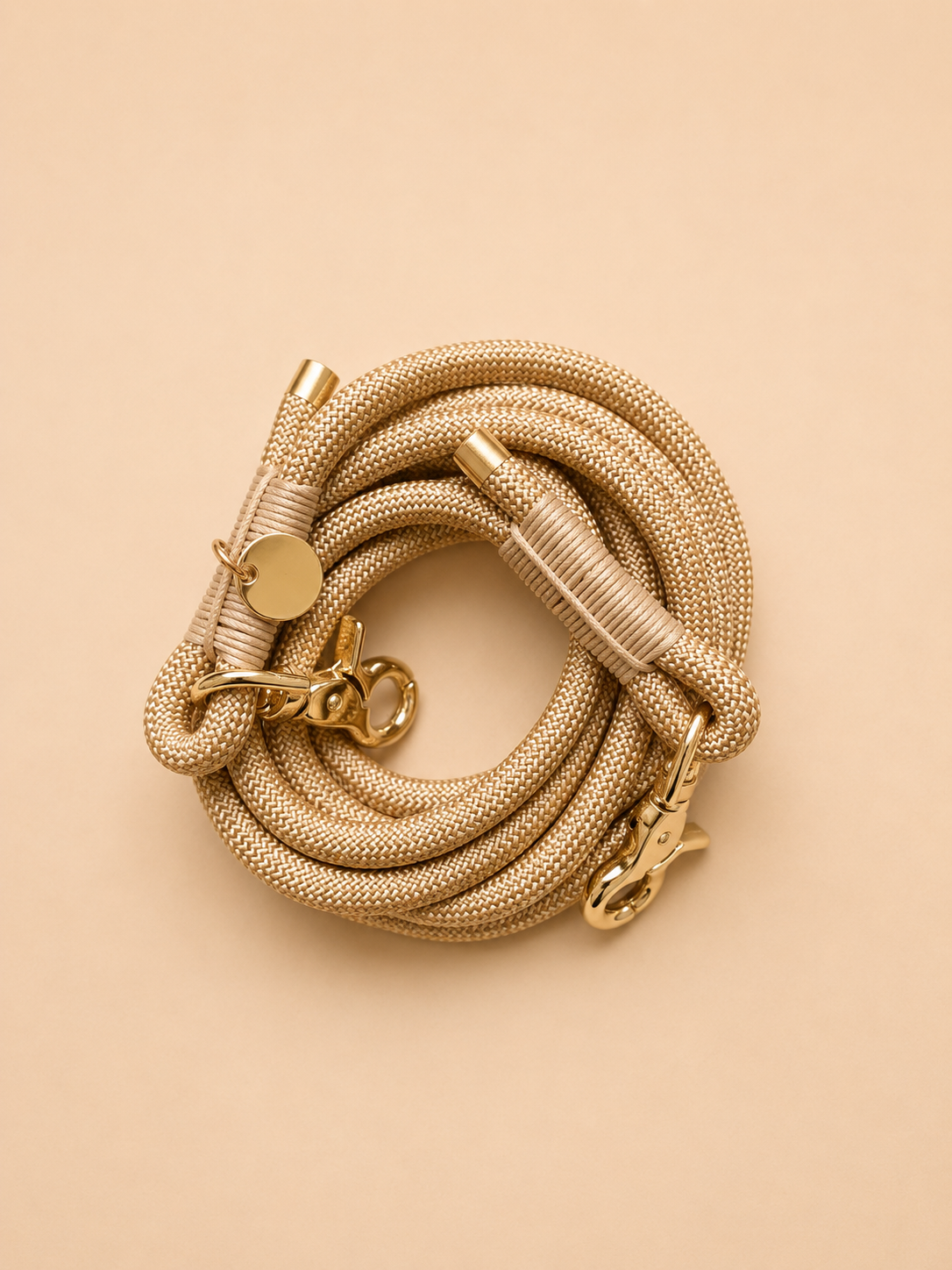 Laisse chien multi position- Beige doré