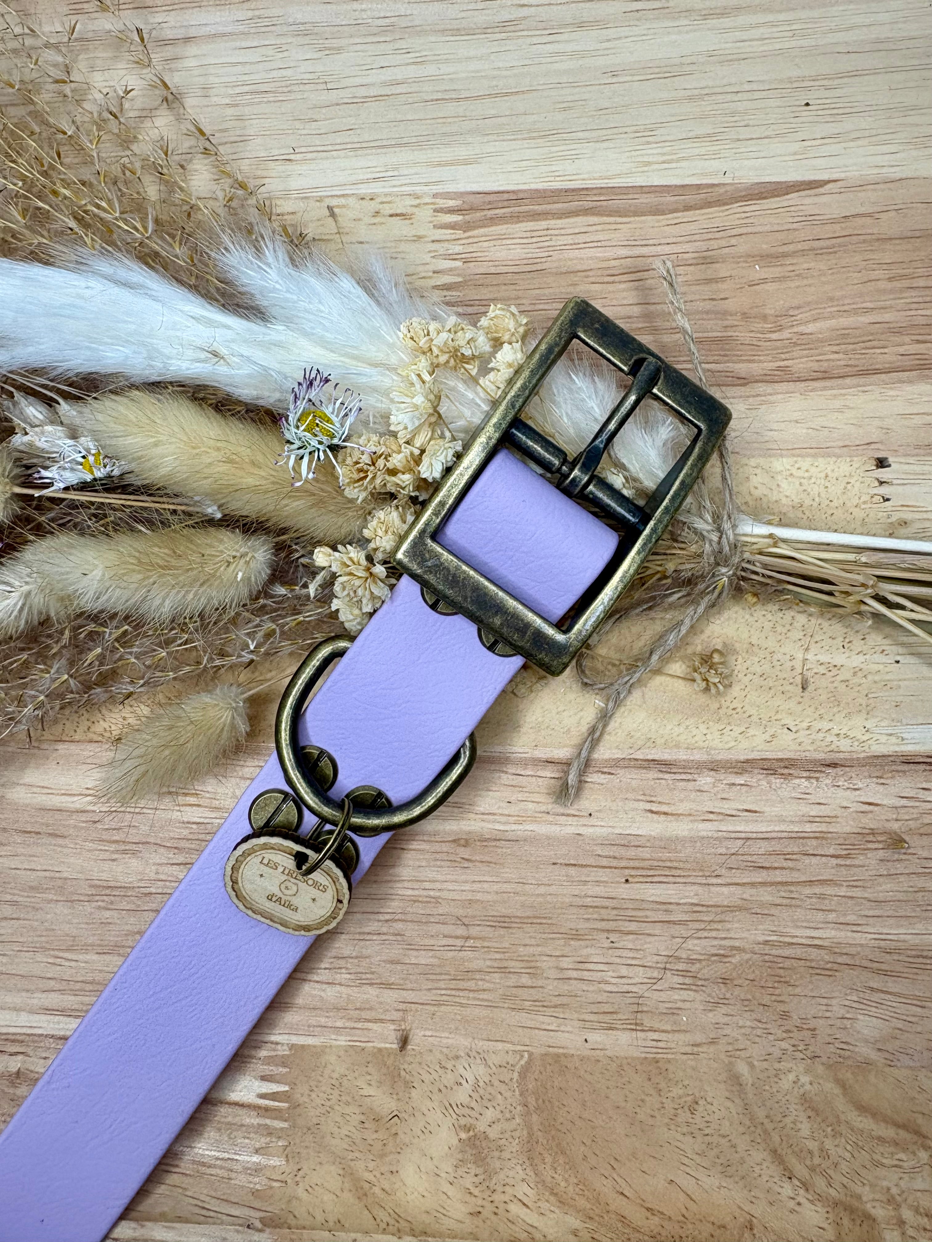Collier chien Biothane lila pastel – fait main – largeur 25 mm