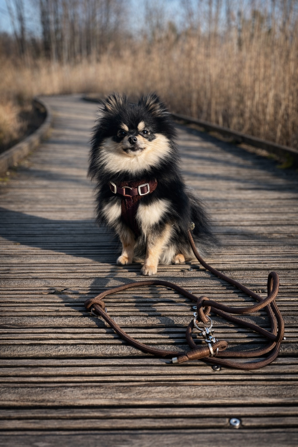 Laisse multi positions - Marron